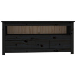 Berkfield Tv Cabinet Black 114X35X52 Cm Solid Wood Pine - thumbnail 6