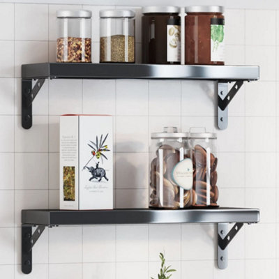 Berkfield Shelf Brackets 4 Pcs 15X2.5X11.5 Cm Black Stainless Steel - image 1