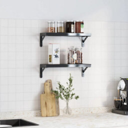 Berkfield Shelf Brackets 4 Pcs 15X2.5X11.5 Cm Black Stainless Steel - thumbnail 3