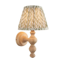Luminosa Lighting Luminosa Bibury Natural Ash Wall Light With Herb Garden Green Fabric Leaf Shade 20Cm B22
