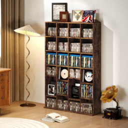 Homcom Dvd Cd Media Storage Rack, Video Display Unit, Rustic Brown - thumbnail 9