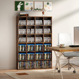 Homcom Dvd Cd Media Storage Rack, Video Display Unit, Rustic Brown - thumbnail 8
