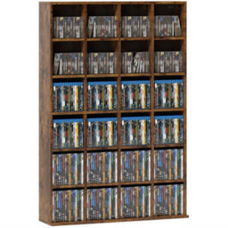 Homcom Dvd Cd Media Storage Rack, Video Display Unit, Rustic Brown - thumbnail 2