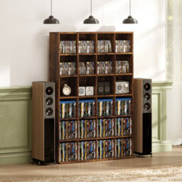 Homcom Dvd Cd Media Storage Rack, Video Display Unit, Rustic Brown - thumbnail 7