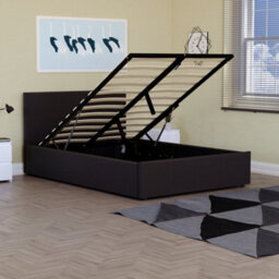 Lassic Vida Designs Lisbon Brown 4Ft Small Double Ottoman Ukfr Faux Leather Bed Frame - thumbnail 1