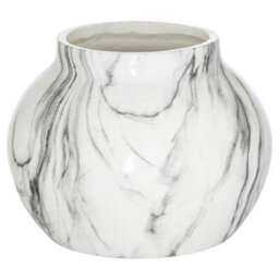 Wyld Haus White Marble Ceramic Planter With Artificial Boston Fern, 26Cm - thumbnail 2