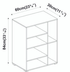 Urbn-Living Urbnliving Height 84Cm Wooden 6 Section Black Bookcase With Black And Pink Drawer - thumbnail 2