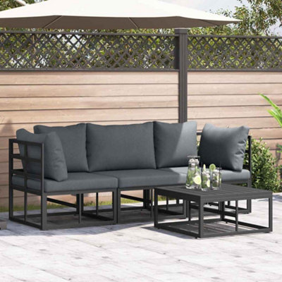 Walplus Garden Sofa Set With Cushion 4 Pcs Black Aluminium - image 1