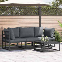 Walplus Garden Sofa Set With Cushion 4 Pcs Black Aluminium - thumbnail 1