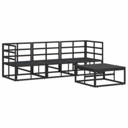 Walplus Garden Sofa Set With Cushion 4 Pcs Black Aluminium - thumbnail 6