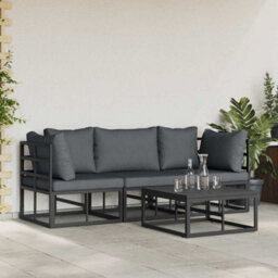Walplus Garden Sofa Set With Cushion 4 Pcs Black Aluminium - thumbnail 3