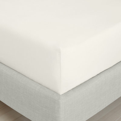 Bianca Fine Linens Bedroom 200 Thread Count Cotton Percale Fitted Sheet 32Cm Depth Cream - image 1