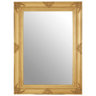 Orsina Baroque Rectangular Gold Finish Wall Mirror,hanging Mirror With Bevelled Edges,antique Gold Wooden Mirror - image 1