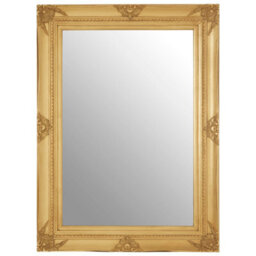 Orsina Baroque Rectangular Gold Finish Wall Mirror,hanging Mirror With Bevelled Edges,antique Gold Wooden Mirror