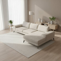Abakus Direct Venice Chenille Corner Sofa In Cream Right Facing With Deep Seats And Extra-Wide Padded Arms - thumbnail 2
