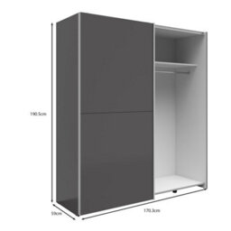 Heze Furniture Sonya 2 Door Sliding Wardrobe In Graphite & Artisan Oak - thumbnail 4