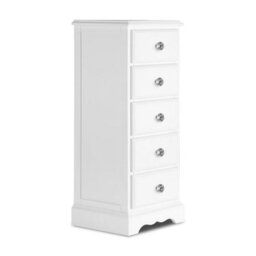 Statement Furniture Romance True White 5 Drawer Tallboy With Crystal Handles - thumbnail 5