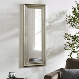 Julian Bowen Tokyo Pewter Dress Mirror, Plastic Frame, Rectangular, Full Length, Freestanding, 115 X 45 X 3.5Cm