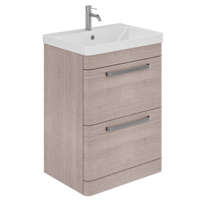 Plum&clay Emery Textured Grey Floor Standing Bathroom Vanity Unit & Basin Set With Nickel Handles (W)60Cm (H)86Cm - image 1