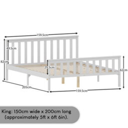 Lassic Vida Designs Milan White 5Ft King Size Wooden Bed Frame - High Foot End - thumbnail 3