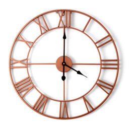 Designo 60Cm Large Skeleton Wall Clock - Rose Gold/bronze/copper/red. Silent 3D Metal Retro Style Home Bar Office Decor Roman Iron