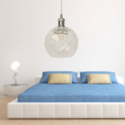 First Choice Lighting Set Of 2 Barnum - Clear Dimple Glass Globe Chrome Retro Pendants - thumbnail 4