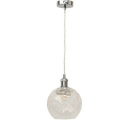 First Choice Lighting Set Of 2 Barnum - Clear Dimple Glass Globe Chrome Retro Pendants - thumbnail 2