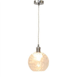 First Choice Lighting Set Of 2 Barnum - Clear Dimple Glass Globe Chrome Retro Pendants - thumbnail 3