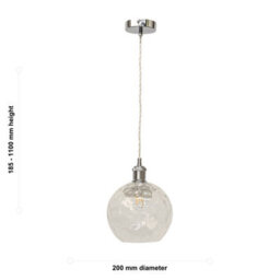 First Choice Lighting Set Of 2 Barnum - Clear Dimple Glass Globe Chrome Retro Pendants - thumbnail 6