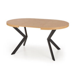 Peroni Scandinavian Extending Round Dining Table Golden Oak With Black Legs - thumbnail 3