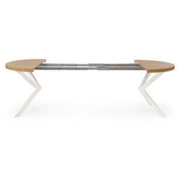 Peroni Scandinavian Extending Round Dining Table Golden Oak With Black Legs - thumbnail 6