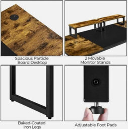 Large Computer Desk With Movable Monitor Stand For Gaming Writing Home Office - thumbnail 4