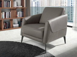 Angel Cerda Stylish Dark Grey Leather Armchair For Modern Interiors - thumbnail 2