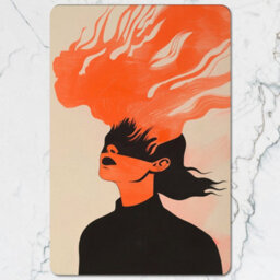 Benjamin Tate Design Placemat Coaster Set With Wooden Backing, Abstract Orange And Black Artwork, Limited Edition - thumbnail 2