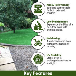 "Natural Look 40mm Artificial Grass Extra Premium Artificial Grass, Plush Artificial Grass-8M(26'3"") X 4M(13'1"")-32M²" - thumbnail 2
