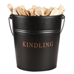Dibor Traditional Black And Copper Fireside Coal, Log Storage And Kindling Bucket Basket - thumbnail 2
