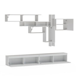 Decorotika Milano Moduler Modern Tv Unit Wall Mount Customizable Layout High Gloss White - thumbnail 5