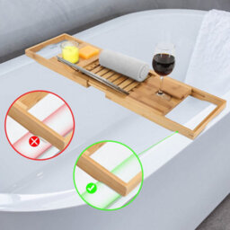 Woodluv Luxury Bamboo Extendable Bathtub Tray, Bath Bridge, Bath Caddy 70 X 22 X 4 Cm - thumbnail 4