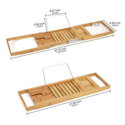 Woodluv Luxury Bamboo Extendable Bathtub Tray, Bath Bridge, Bath Caddy 70 X 22 X 4 Cm - thumbnail 5
