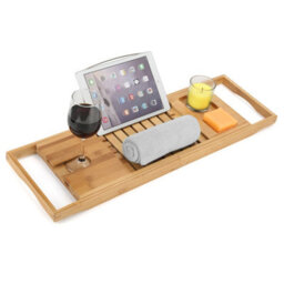 Woodluv Luxury Bamboo Extendable Bathtub Tray, Bath Bridge, Bath Caddy 70 X 22 X 4 Cm