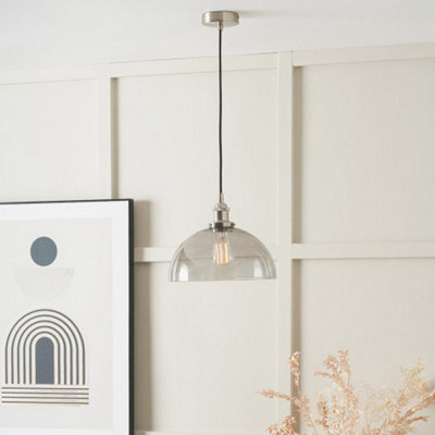 Pacific Lifestyle Ceiling Light Antique Silver Metal And Glass Dome Pendant - image 1