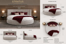 Stratus Interiors Grey Orbis Round Bed - Luxury Statement Bed For Bedroom - thumbnail 2