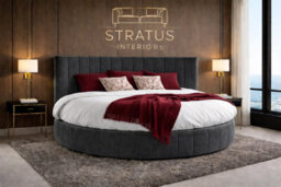Stratus Interiors Grey Orbis Round Bed - Luxury Statement Bed For Bedroom