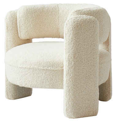Nordlys White Bouclé Chair Modern Design Style Living Room - image 1