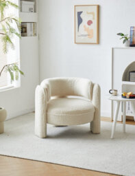 Nordlys White Bouclé Chair Modern Design Style Living Room - thumbnail 3
