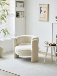 Nordlys White Bouclé Chair Modern Design Style Living Room - thumbnail 4