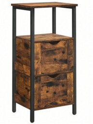 Songmics Vasagle Bathroom Floor Cabinet, Bathroom Storage Cabinet, Slim Bathroom Storage Cabinet With 2 Drawers, Rustic Brown And Black - thumbnail 8