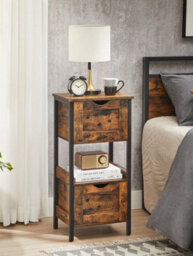 Songmics Vasagle Bathroom Floor Cabinet, Bathroom Storage Cabinet, Slim Bathroom Storage Cabinet With 2 Drawers, Rustic Brown And Black - thumbnail 3