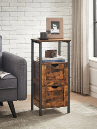 Songmics Vasagle Bathroom Floor Cabinet, Bathroom Storage Cabinet, Slim Bathroom Storage Cabinet With 2 Drawers, Rustic Brown And Black - thumbnail 2