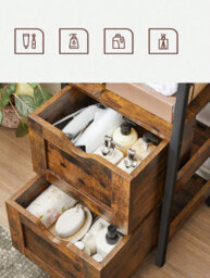 Songmics Vasagle Bathroom Floor Cabinet, Bathroom Storage Cabinet, Slim Bathroom Storage Cabinet With 2 Drawers, Rustic Brown And Black - thumbnail 7